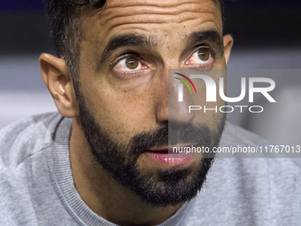 Ruben Amorim, Head Coach of Sporting CP, looks on prior to the Liga Portugal Betclic match between SC Braga and Sporting CP at Estadio Munic...