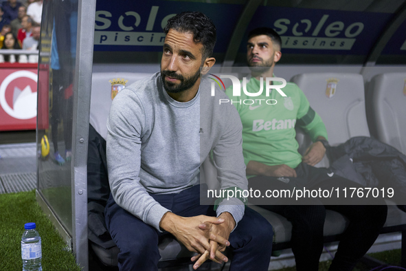 Ruben Amorim, Head Coach of Sporting CP, looks on prior to the Liga Portugal Betclic match between SC Braga and Sporting CP at Estadio Munic...