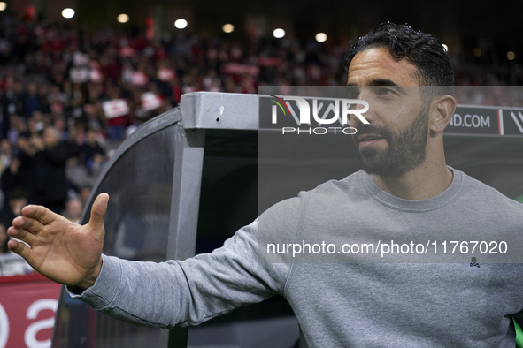 Ruben Amorim, Head Coach of Sporting CP, reacts before the Liga Portugal Betclic match between SC Braga and Sporting CP at Estadio Municipal...