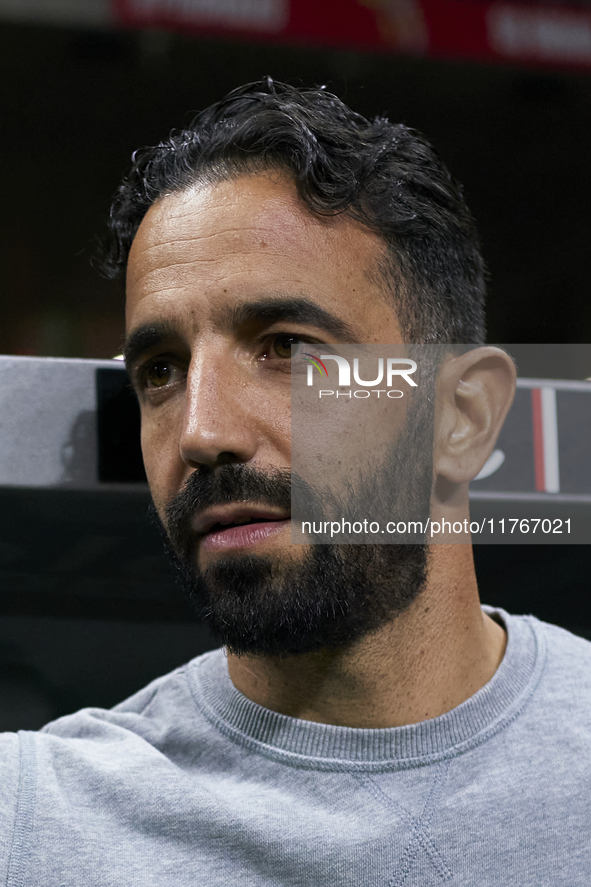 Ruben Amorim, Head Coach of Sporting CP, looks on prior to the Liga Portugal Betclic match between SC Braga and Sporting CP at Estadio Munic...