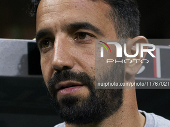 Ruben Amorim, Head Coach of Sporting CP, looks on prior to the Liga Portugal Betclic match between SC Braga and Sporting CP at Estadio Munic...