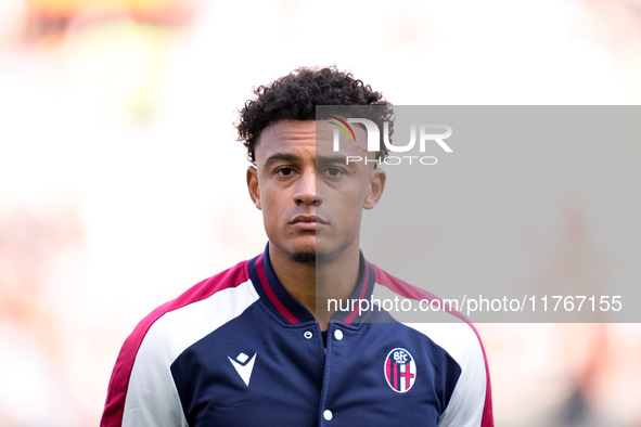 Dan Ndoye of Bologna FC looks on during the Serie A Enilive match between AS Roma and Bologna FC at Stadio Olimpico on November 10, 2024 in...