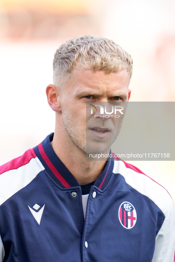 Jens Odgaard of Bologna FC looks on during the Serie A Enilive match between AS Roma and Bologna FC at Stadio Olimpico on November 10, 2024...