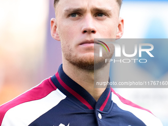 Sam Beukema of Bologna FC looks on during the Serie A Enilive match between AS Roma and Bologna FC at Stadio Olimpico on November 10, 2024 i...