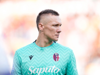 Lukasz Skorupski of Bologna FC looks dejected uring the Serie A Enilive match between AS Roma and Bologna FC at Stadio Olimpico on November...