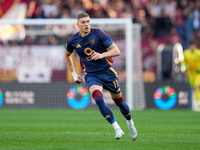 Artem Dovbyk of AS Roma looks on during the Serie A Enilive match between AS Roma and Bologna FC at Stadio Olimpico on November 10, 2024 in...