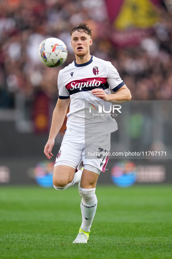 Sam Beukema of Bologna FC during the Serie A Enilive match between AS Roma and Bologna FC at Stadio Olimpico on November 10, 2024 in Rome, I...