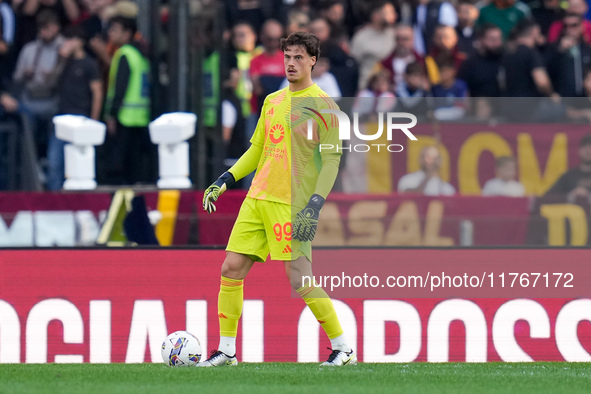 Mile Svilar of AS Roma during the Serie A Enilive match between AS Roma and Bologna FC at Stadio Olimpico on November 10, 2024 in Rome, Ital...