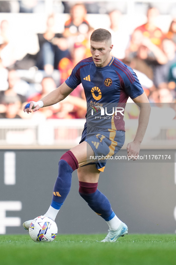 Artem Dovbyk of AS Roma during the Serie A Enilive match between AS Roma and Bologna FC at Stadio Olimpico on November 10, 2024 in Rome, Ita...