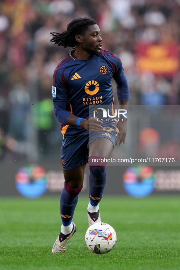 Manu Kone' of AS Roma during the Serie A Enilive match between AS Roma and Bologna FC at Stadio Olimpico on November 10, 2024 in Rome, Italy...