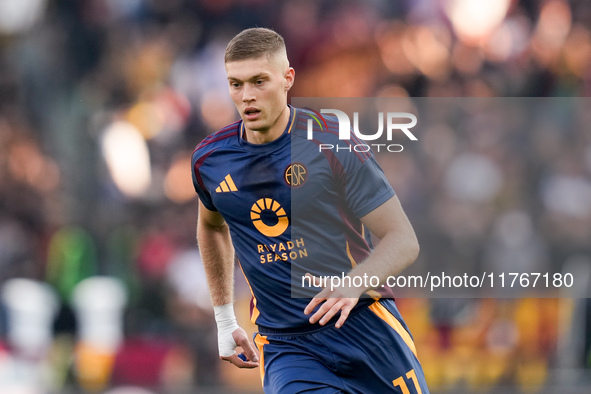 Artem Dovbyk of AS Roma during the Serie A Enilive match between AS Roma and Bologna FC at Stadio Olimpico on November 10, 2024 in Rome, Ita...