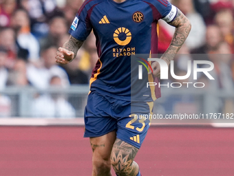 Gianluca Mancini of AS Roma during the Serie A Enilive match between AS Roma and Bologna FC at Stadio Olimpico on November 10, 2024 in Rome,...