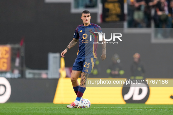 Gianluca Mancini of AS Roma during the Serie A Enilive match between AS Roma and Bologna FC at Stadio Olimpico on November 10, 2024 in Rome,...