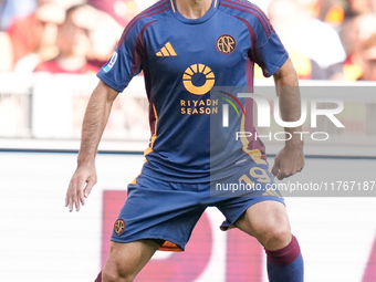 Zeki Celik of AS Roma during the Serie A Enilive match between AS Roma and Bologna FC at Stadio Olimpico on November 10, 2024 in Rome, Italy...