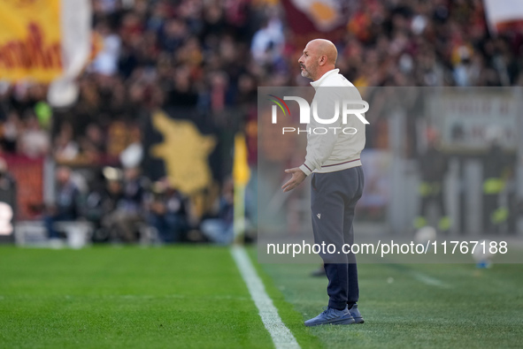 Vincenzo Italiano head coach of Bologna FC looks on during the Serie A Enilive match between AS Roma and Bologna FC at Stadio Olimpico on No...