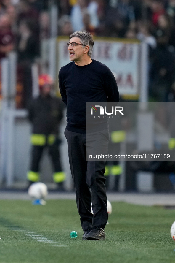 Ivan Juric head coach of AS Roma yells during the Serie A Enilive match between AS Roma and Bologna FC at Stadio Olimpico on November 10, 20...