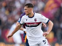 Sam Beukema of Bologna FC looks on during the Serie A Enilive match between AS Roma and Bologna FC at Stadio Olimpico on November 10, 2024 i...