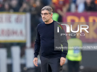 Ivan Juric head coach of AS Roma looks on during the Serie A Enilive match between AS Roma and Bologna FC at Stadio Olimpico on November 10,...