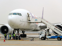 Flight FX5286 operated by FedEx lands at Qingdao Jiaodong International Airport in Qingdao, China, on November 11, 2024. (