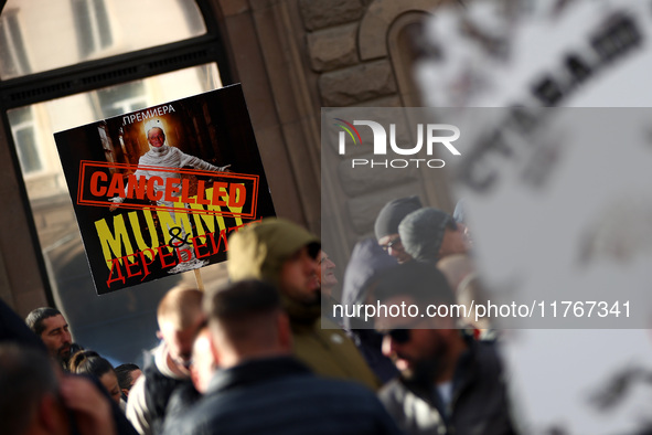 Supporters of ''MRF - New Beginning'' participate in a protest in front of the National Assembly on the first day of the parliament in Sofia...