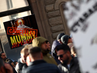 Supporters of ''MRF - New Beginning'' participate in a protest in front of the National Assembly on the first day of the parliament in Sofia...