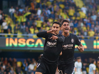 Ilias Akhomach of Villarreal CF celebrates after scoring the team's first goal next to his teammate Sergi Cardona of Villarreal CF during th...