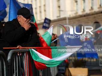 Supporters of ''MRF - New Beginning'' participate in a protest in front of the National Assembly on the first day of the parliament in Sofia...