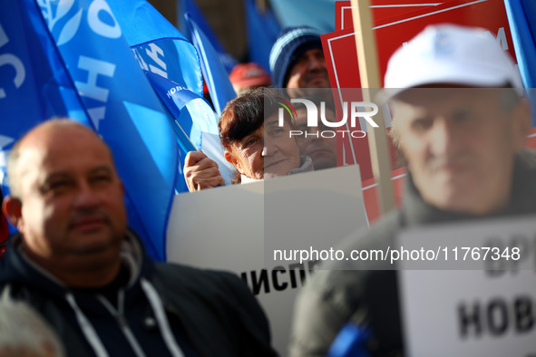 Supporters of ''MRF - New Beginning'' participate in a protest in front of the National Assembly on the first day of the parliament in Sofia...