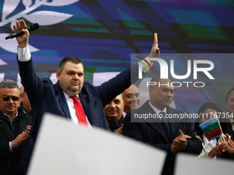 MRF - New Beginning party leader Delyan Peevski speaks to the participants in the protest in front of the National Assembly on the first day...