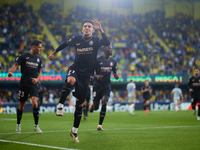 Ilias Akhomach of Villarreal CF celebrates after scoring the team's first goal during the LaLiga EA Sports match between Villarreal CF and D...