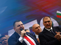 MRF - New Beginning party leader Delyan Peevski speaks to the participants in the protest in front of the National Assembly on the first day...