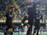 Ilias Akhomach of Villarreal CF celebrates after scoring the team's first goal during the LaLiga EA Sports match between Villarreal CF and D...