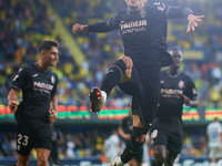 Ilias Akhomach of Villarreal CF celebrates after scoring the team's first goal during the LaLiga EA Sports match between Villarreal CF and D...