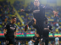 Ilias Akhomach of Villarreal CF celebrates after scoring the team's first goal during the LaLiga EA Sports match between Villarreal CF and D...