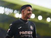 Ilias Akhomach of Villarreal CF celebrates after scoring the team's first goal during the LaLiga EA Sports match between Villarreal CF and D...