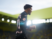 Ilias Akhomach of Villarreal CF celebrates after scoring the team's first goal during the LaLiga EA Sports match between Villarreal CF and D...