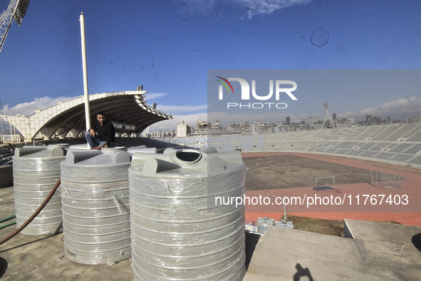 The largest shelter for displaced people is established at Beirut Sports City to accommodate more than a thousand displaced people in Beirut...