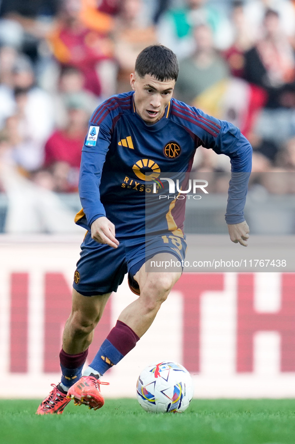 Matias Soule' of AS Roma during the Serie A Enilive match between AS Roma and Bologna FC at Stadio Olimpico on November 10, 2024 in Rome, It...