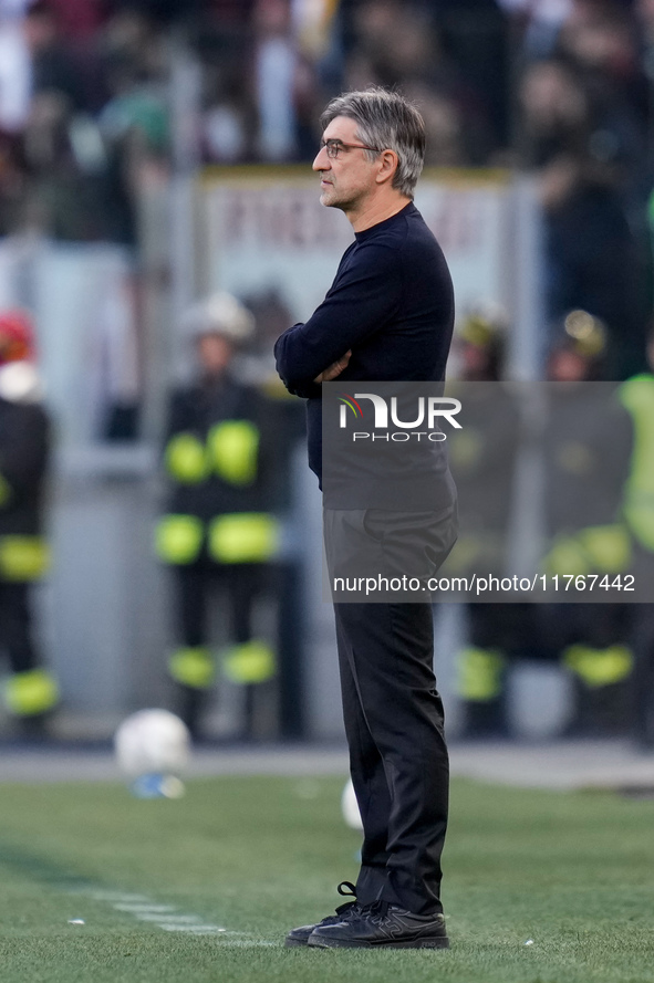 Ivan Juric head coach of AS Roma looks on during the Serie A Enilive match between AS Roma and Bologna FC at Stadio Olimpico on November 10,...