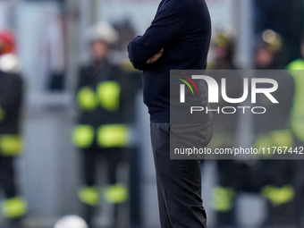 Ivan Juric head coach of AS Roma looks on during the Serie A Enilive match between AS Roma and Bologna FC at Stadio Olimpico on November 10,...