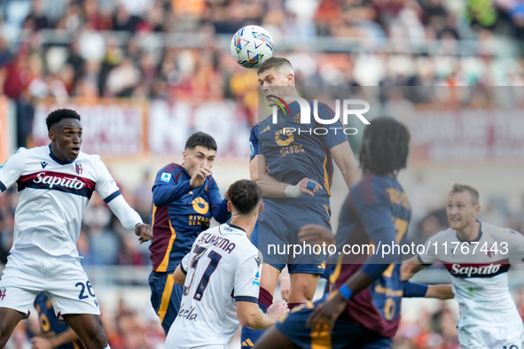 Artem Dovbyk of AS Roma during the Serie A Enilive match between AS Roma and Bologna FC at Stadio Olimpico on November 10, 2024 in Rome, Ita...