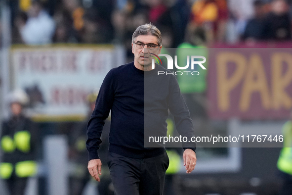 Ivan Juric head coach of AS Roma looks on during the Serie A Enilive match between AS Roma and Bologna FC at Stadio Olimpico on November 10,...