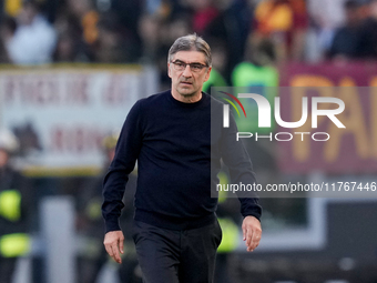 Ivan Juric head coach of AS Roma looks on during the Serie A Enilive match between AS Roma and Bologna FC at Stadio Olimpico on November 10,...