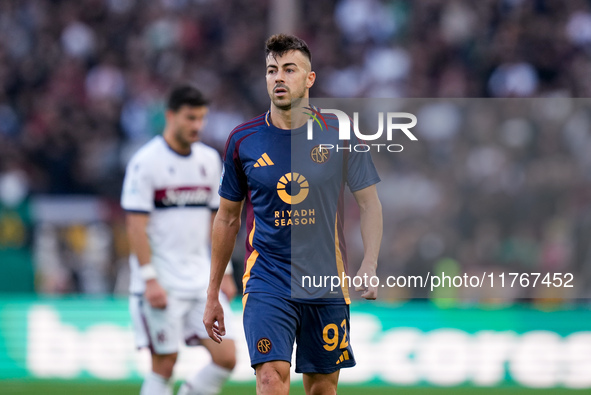 Stephan El Shaarawy of AS Roma looks on during the Serie A Enilive match between AS Roma and Bologna FC at Stadio Olimpico on November 10, 2...