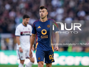 Stephan El Shaarawy of AS Roma looks on during the Serie A Enilive match between AS Roma and Bologna FC at Stadio Olimpico on November 10, 2...