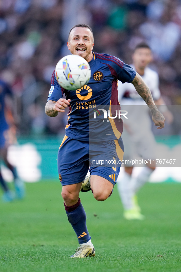 Angelino of AS Roma during the Serie A Enilive match between AS Roma and Bologna FC at Stadio Olimpico on November 10, 2024 in Rome, Italy. 