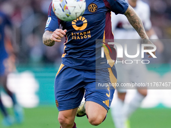 Angelino of AS Roma during the Serie A Enilive match between AS Roma and Bologna FC at Stadio Olimpico on November 10, 2024 in Rome, Italy....