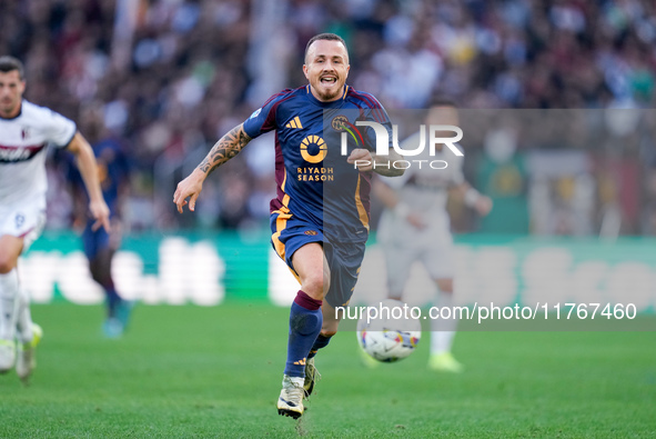 Angelino of AS Roma during the Serie A Enilive match between AS Roma and Bologna FC at Stadio Olimpico on November 10, 2024 in Rome, Italy. 