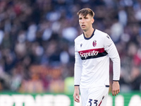 Juan Miranda of Bologna FC looks on during the Serie A Enilive match between AS Roma and Bologna FC at Stadio Olimpico on November 10, 2024...