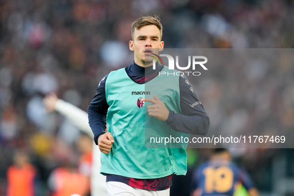 Thijs Dallinga of Bologna FC looks on during the Serie A Enilive match between AS Roma and Bologna FC at Stadio Olimpico on November 10, 202...